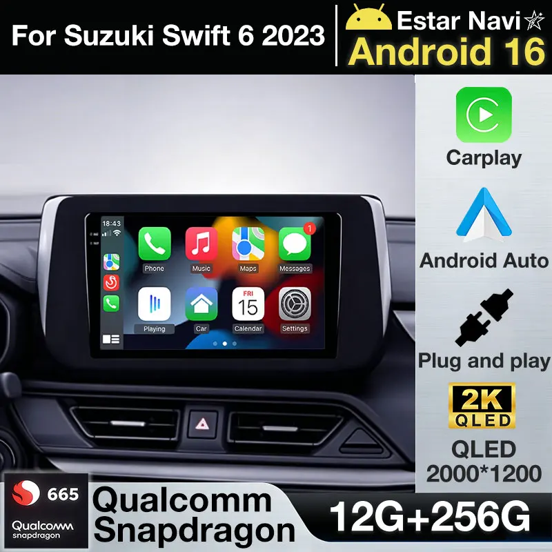 Android 16 Car Radio For Suzuki Swift 6 2023 Wireless Carplay Android Auto BT Multimedia Video Player Navigation 2Din Head unit