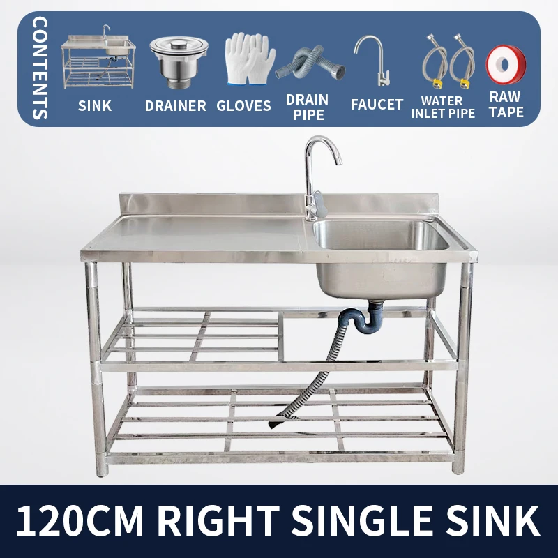 2 Compartment Stainless Steel Commercial Kitchen Sink Restaurant Utility Sink Dish Washing Disinfection Pool/Standing Rack