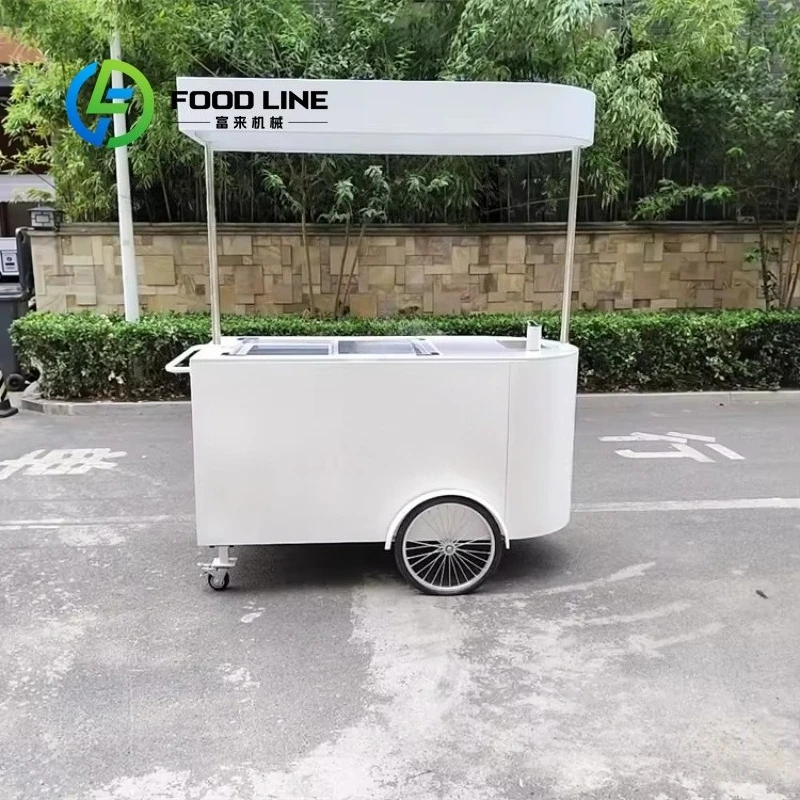 

Customized Color Mini Street Mobile Hand Push Food Cart with Equipment for Food Bike Vending & Snack Selling