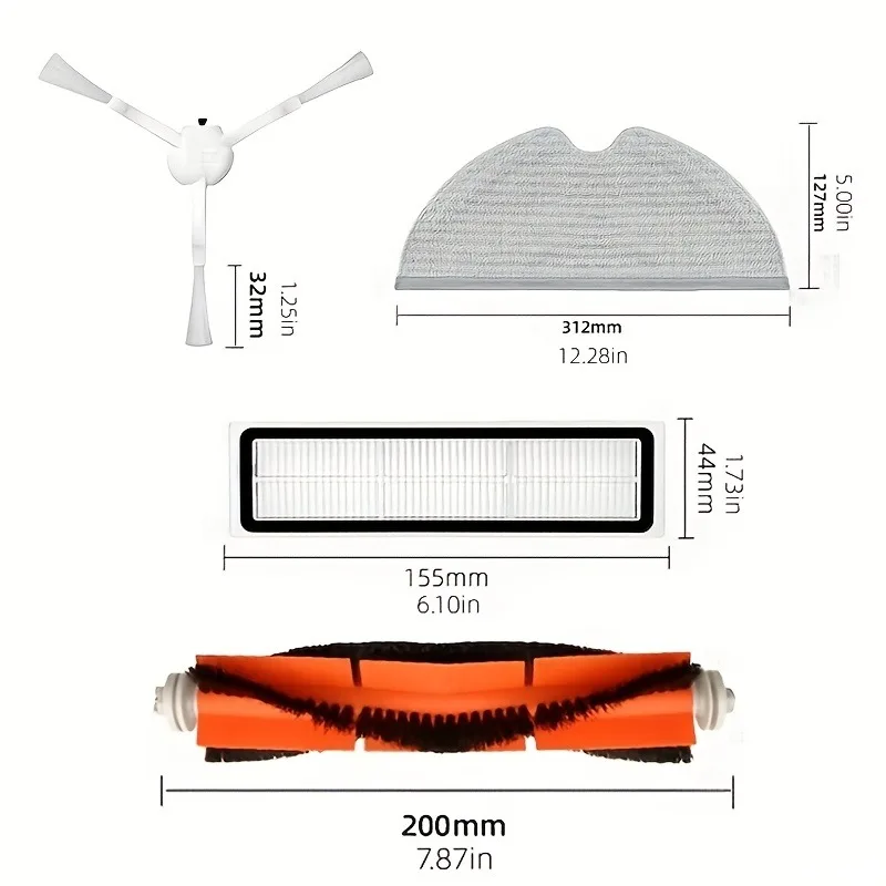 9-Piece Accessory Kit For D9/D9 Max/D9 Pro/L10/L10 Pro Robot Vacuums, Including Main Brush, Side Brushes, Filter, and Mop Pad