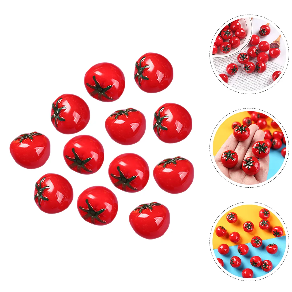 

12 Pcs Imitation Tomato Tomatoes Fake Mini Fruit Models Earrings Red Resin Layout Scene Decor