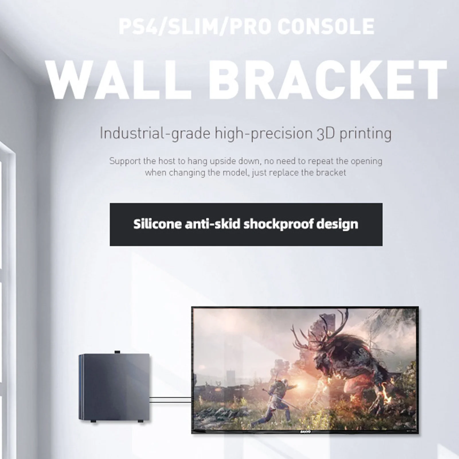 For PS4 Console Wall Mount Bracket Holder For Play station 4 Storage Stand Host Rack Hook Base For PS4 Pro/Slim Accessories