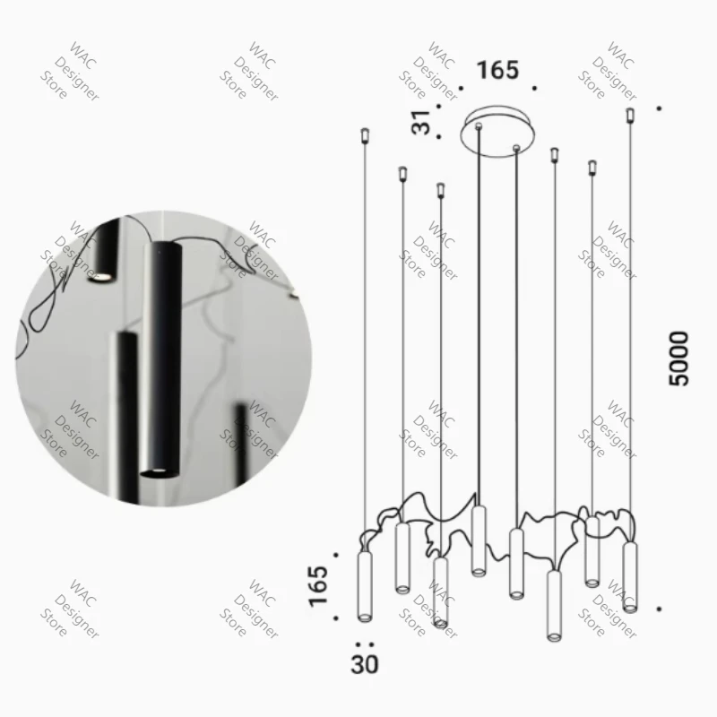 Simbiosi Suspension hanglamp Italiaanse combinatie spotlamp voor slaapkamer, woonkamer, restaurant, bar, design kroonluchter