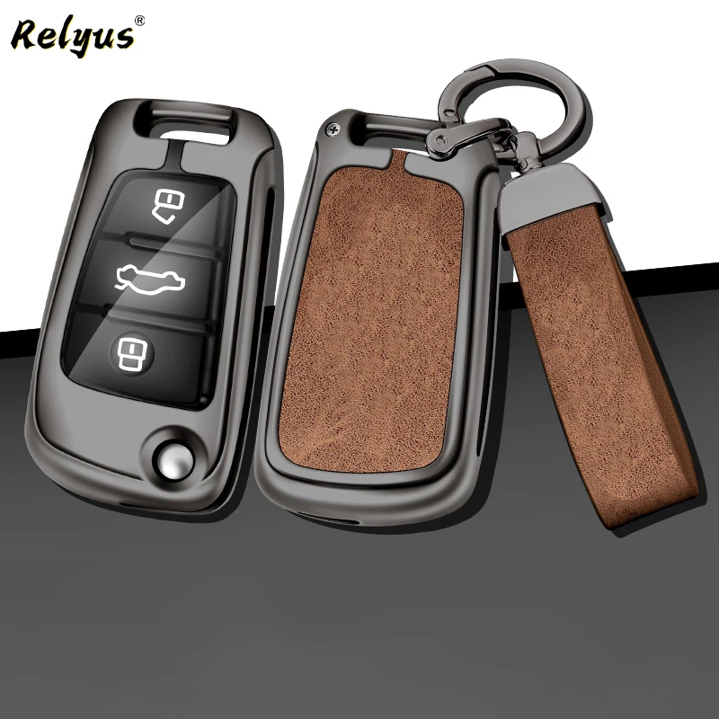 New Zinc Alloy Leather Car Remote Key Case Cover Fob Protector Shell for Chery ARRIZO7 E3 E5 A3 A5 Tiggo 2 3 5 3X Fulwin2 Eastar