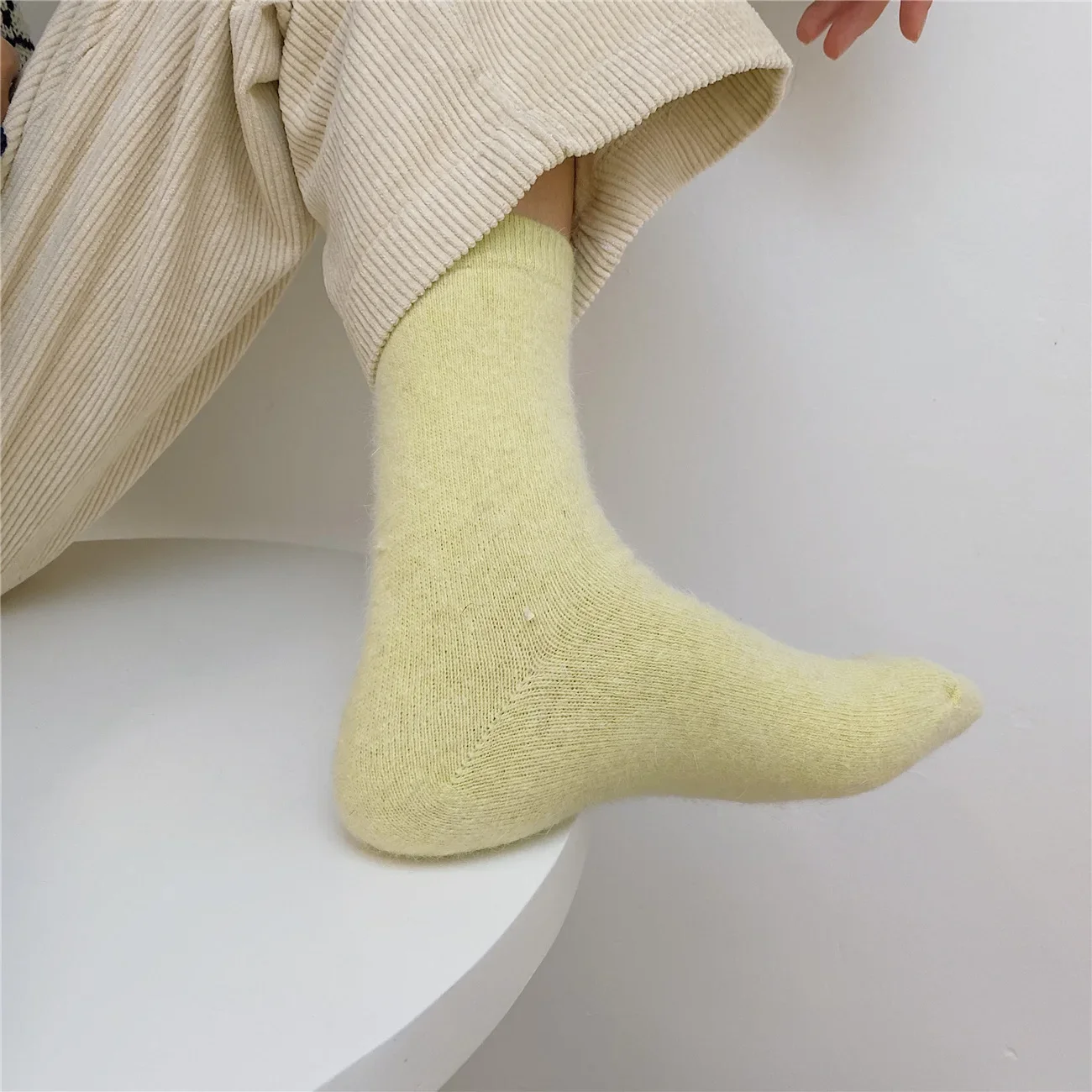 Calcetines de pelo de conejo para mujer, calcetines gruesos y cálidos para dormir, calcetines largos térmicos de Cachemira bonitos de Lolita Kawaii, regalos de Año Nuevo