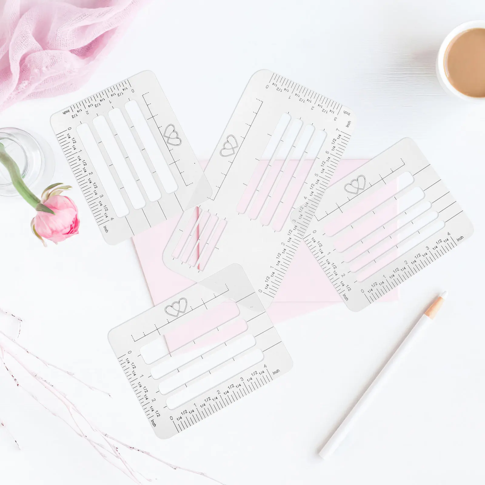 4Pcs 4 Style Envelope Addressing Guide Stencil Template Set Premium PP Translucent Ergonomic for B6 Dl Zl C5 Envelopes