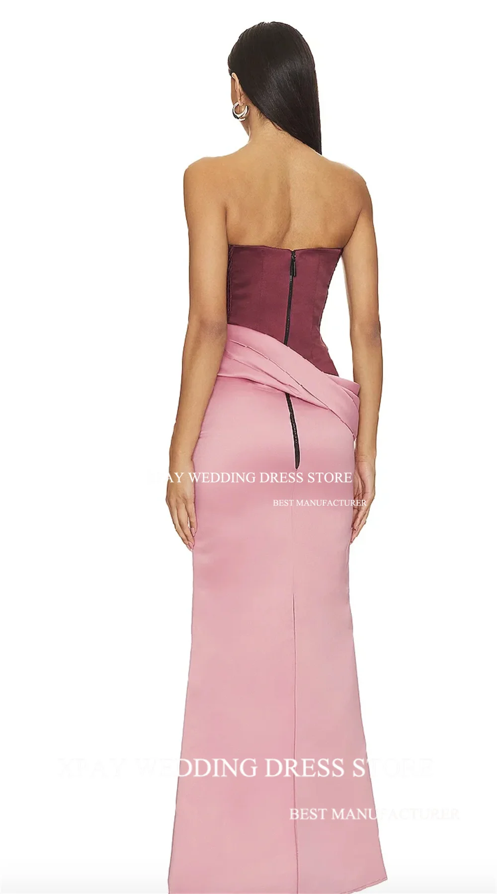 XPAY Contrast Kleur Avondjurken Strapless Aangepaste Zeemeermin Prom Jurk Formele Feestgelegenheid Jurk Lange Vestids Elegant