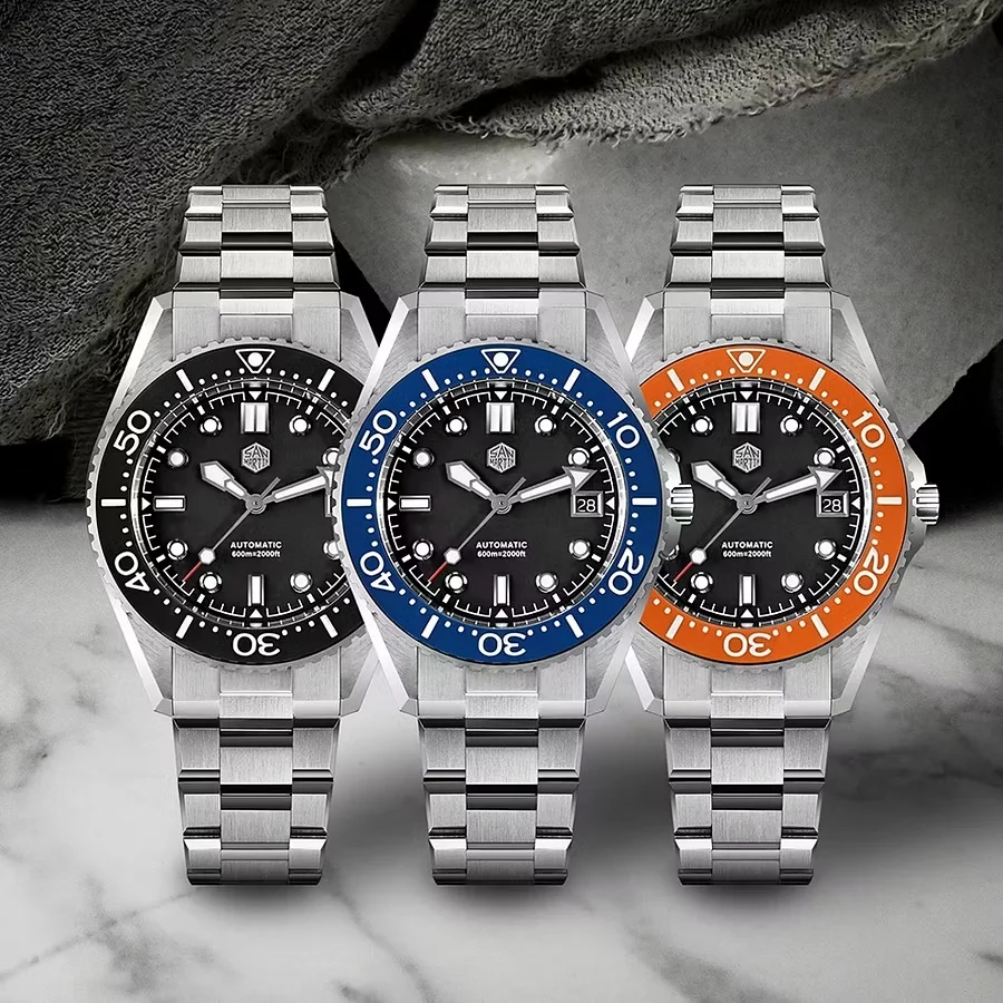 San Martin SN0036 41mm Waterproof 600m Classic Men Diver Watch Helium Escape Valve ST 2130 Automatic Mechanical Watches