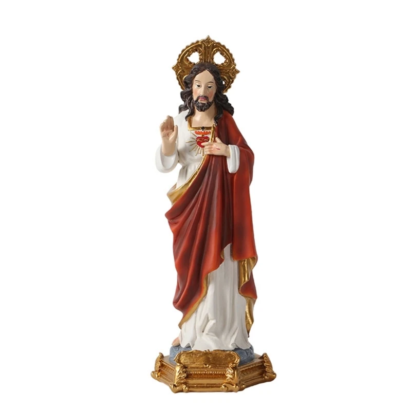 Elegant Resin-made Holy Figure Figurine with Hand-paint Detail for Religious Room Home Decorations Household