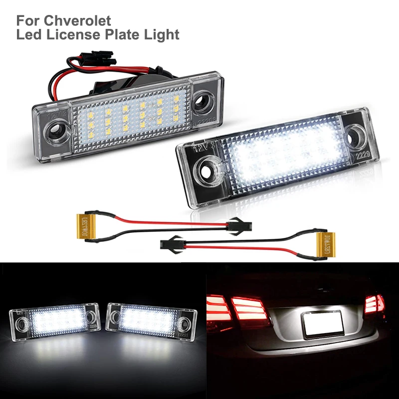 

LED License Plate Light Tag Lamp Assembly Replacement Pair For Chevy Cruze 2009-up - 6000K Diamond White