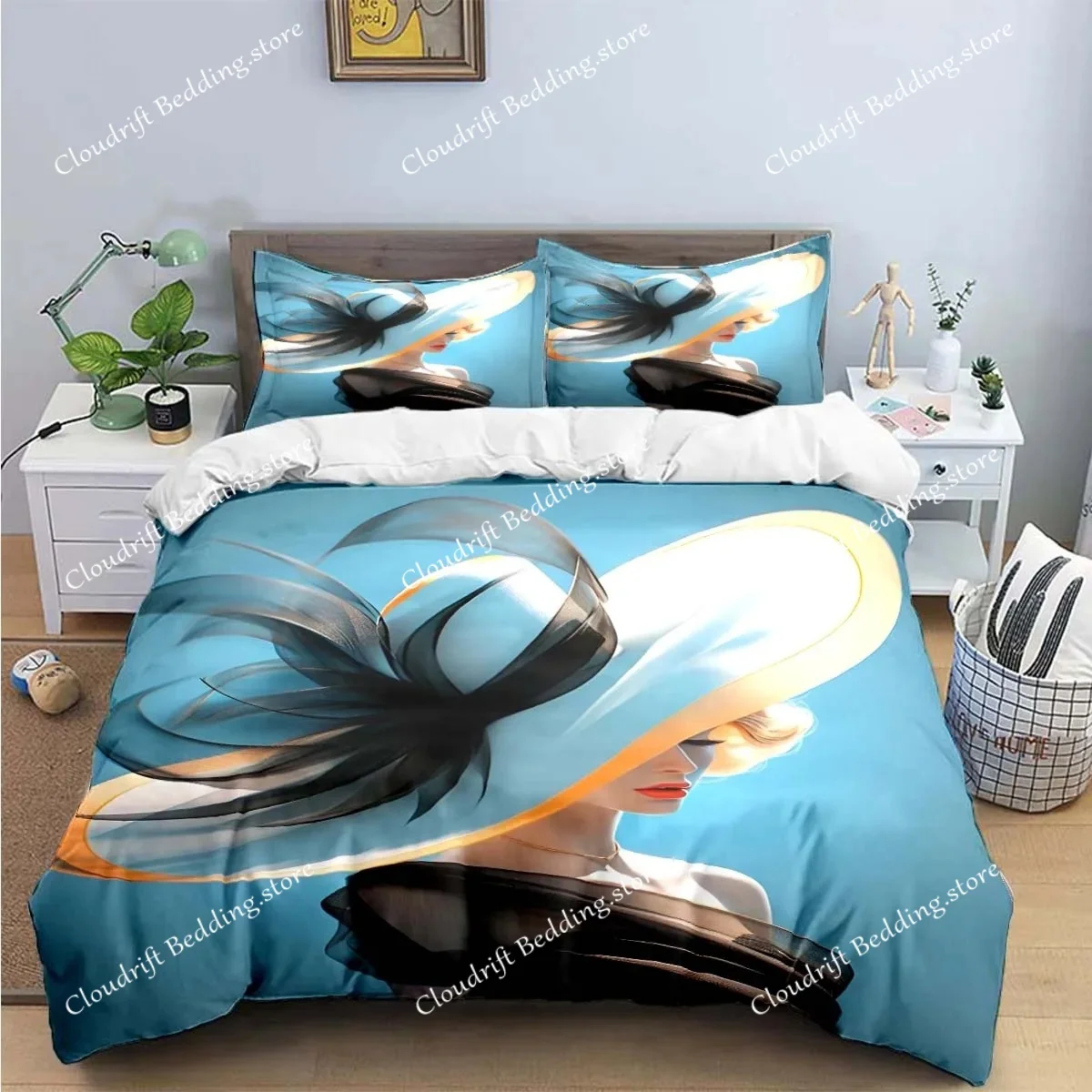 Fashion New Woman-Sexy Black and White Print Bedding Sets Bed Supplies Set Duvet Cover Bed Comforter Set Bedding Set Luxury Gift
