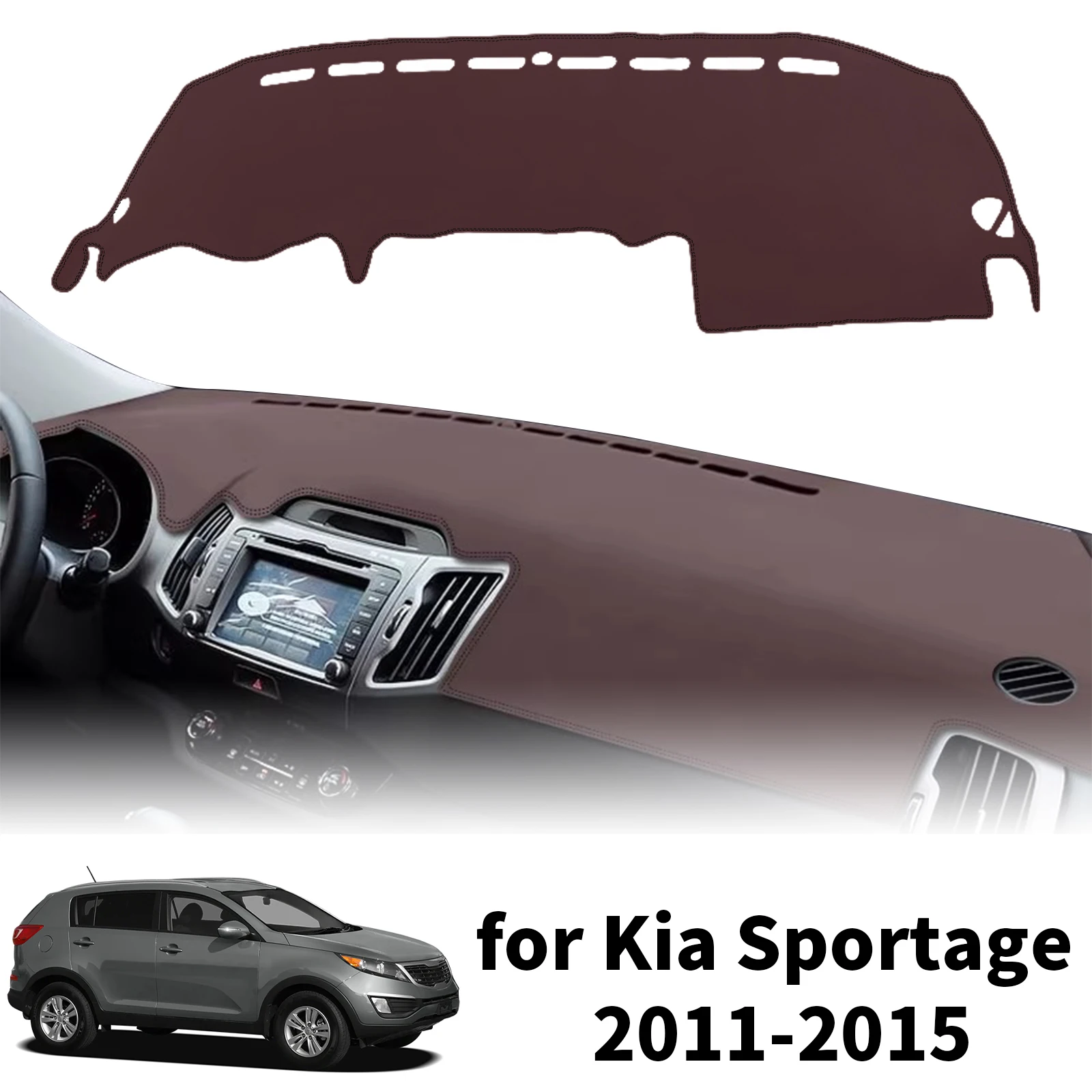 

for Kia Sportage R SL 2015-2011 3rd Custom Fit Car Dashboard Cover Sunshade Dash Mat Anti‑Slip Dashmat Protector Pad Accessories