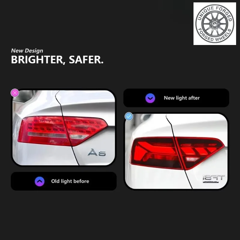 26 Style4 Pcs Car Lights For Audi A5 Tail Lamp 2007-2016 S5 LED Tail Light Animation DRL Dynamic Signal Reverese Automotive Acce