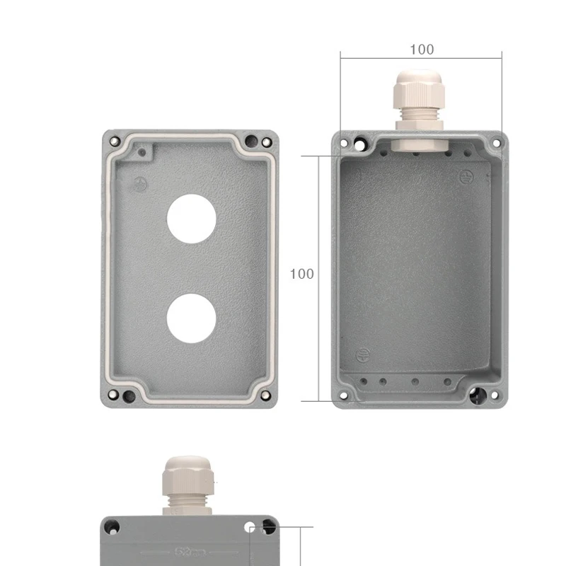 Metal cast aluminum waterproof button switch control box opening 22mm emergency stop switch button box aluminum alloy 12345 hole