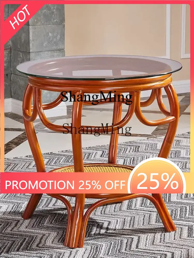 

FG good-looking coffee table three-piece balcony table and chairs outdoor courtyard real rattan to back chair