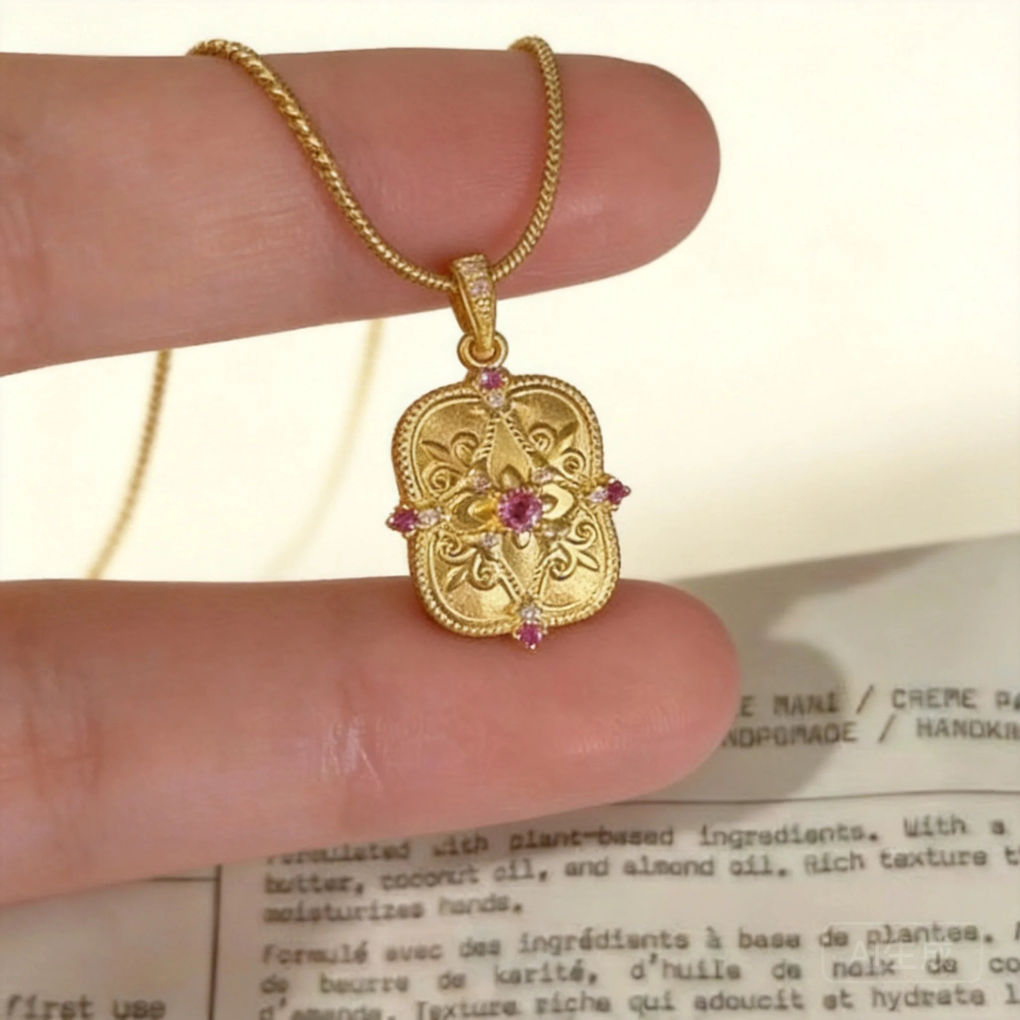 Chinese Style Lucky Ancient Gold Brushed Iris Pendant Necklace For Women Elegant Minimalist Light Luxury Blessing Fortune Clavic