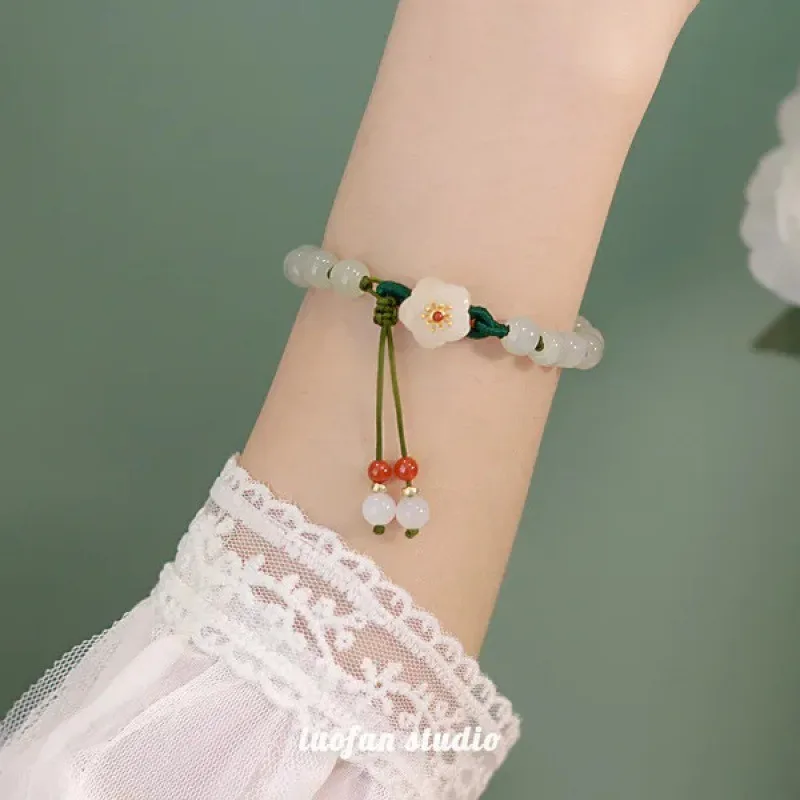 Natural Hetian Jade Agate Flower Bracelet Exquisite Gemstone Sexy Young Girls Fashion Real Jewelry Best Selling Holiday Gifts