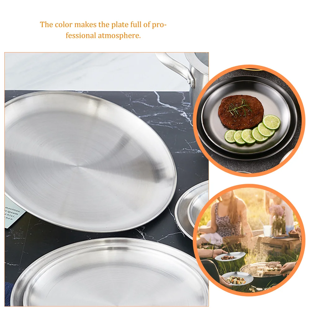 4Pcs Restaurant Metal Plate Stainless Steel Dish Sushi Dish Western Meal Plate Fruit Holder