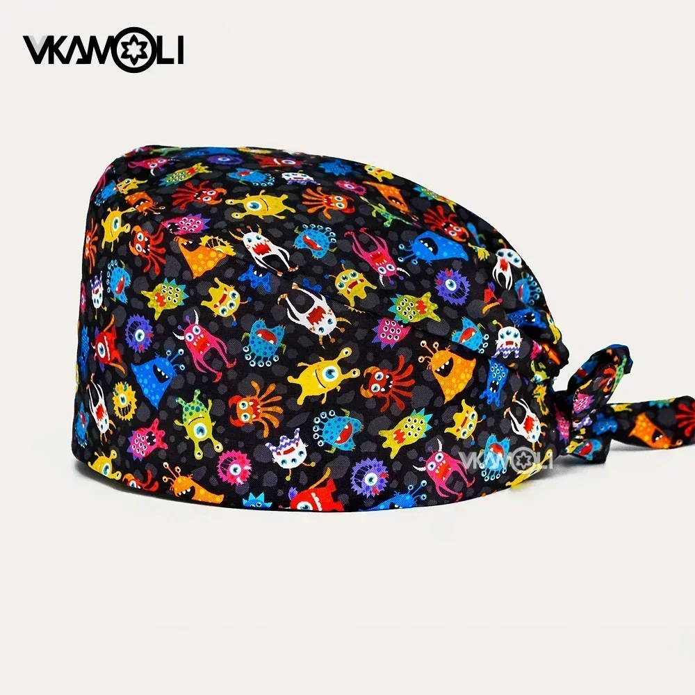 festival Skeleton Skull Printing caps adjustable Surgical Hats Working Cap For Women Men scrub hat laboratory nursing scrub caps