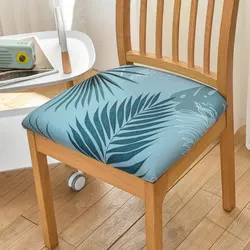 1pc Printed Dining Chair Seat Covers Stretchy Removable WashableUpholstered Chair Seat Slipcover Protector