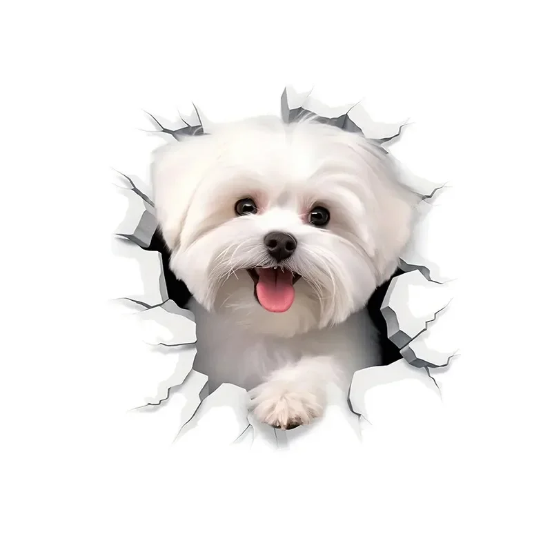 1 pegatina creativa 3D para inodoro de perro agrietado, adorable decoración de baño, arte autoadhesivo de pared, decoración de baño