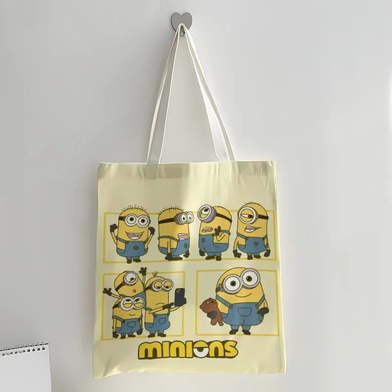 Minions movie animation cartoon cute canvas bag kawaii student tote bag home portable shopping bag shoulder bag gift wholesale - view 5