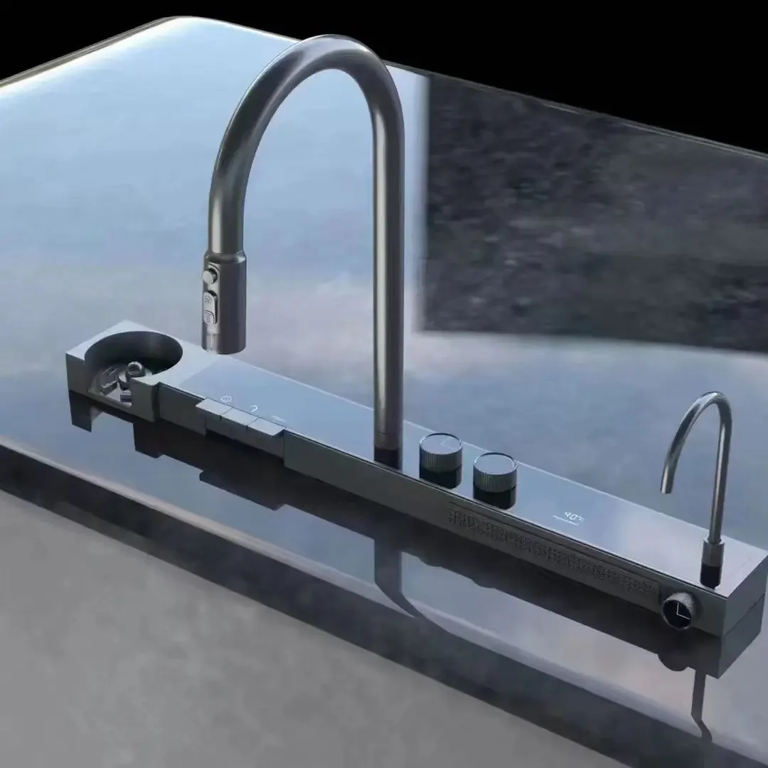 kitchen sink supplier kitchen faucet stainless steel handmade kitchen sink LED faucet with cup rinse