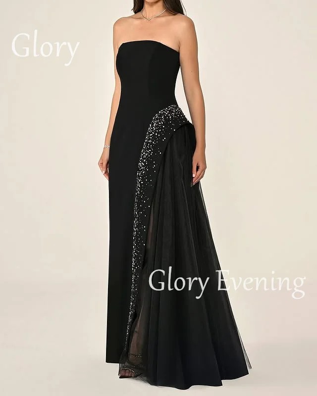 

Элегантные черные вечерние платья с блестками и бисером, Саудовская Аравия, платья русалки для выпускного вечера без бретелек, вечерние платья по индивидуальному заказу 2025