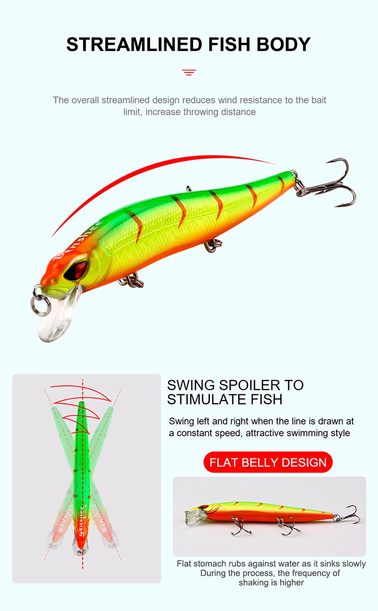 100mm 10g Angelköder Professioneller Minnow Jerkbait für Hecht Forelle Barsch Wobbler Sinkender Harter Crankbait Künstlicher Köder Angelzubehör – Detail 5