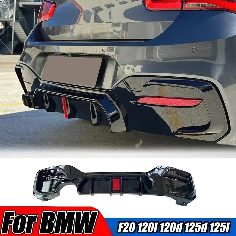 Rear Bumper Lip Plate For BMW F20 120i 120d 125d 125i M Sport 2015-2019 Lci MP Style Rear Diffuser With Red LED Lamp Body Kits