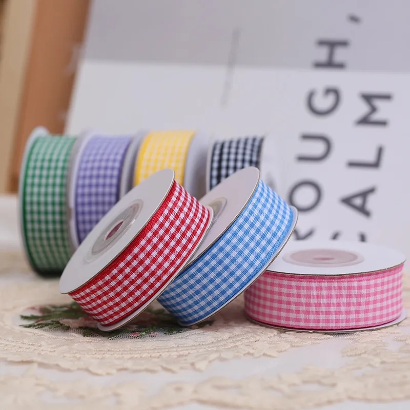 10Y/Roll Scottish Grid Checked Plaid Ribbons For Handmade DIY Bow Crafts Home Gift Packaging Christmas Accessory Decoration