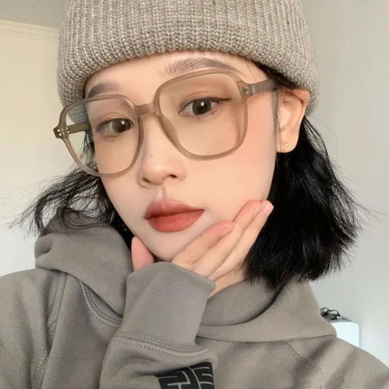 Women Anti-Blue Light Glasses Oversize Square Ultra-Light Transparent Computer Reading Eyewear Fashion Driving Eyeglasses