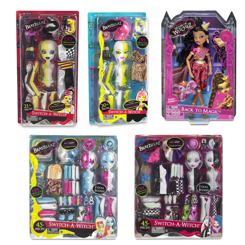 Bratzillaz House of Witchez Back To Magic Doll Illiana Honesty Glam Gets Wicked Switch-A-Witch Doll DIY Design Doll Girl Gifts