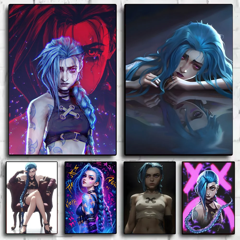 

Cartoon Anime Game Arcane Jinx Poster HD art sticky wall waterproof home living room bedroom bar aesthetic decoration