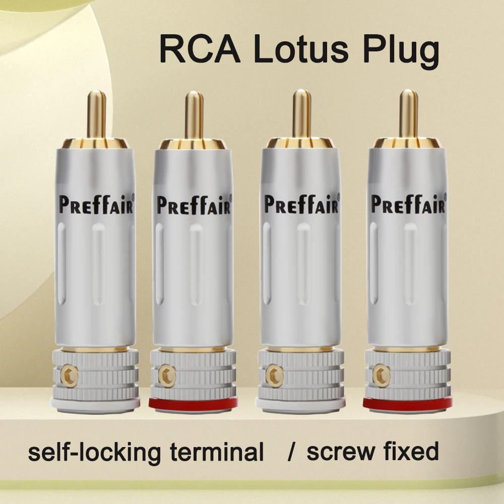 

4pcs HiFi RCA Lotus Plug screw fixed Jack self-locking terminal audio cable plug AV repair head Fever grade sameas furutech RCA