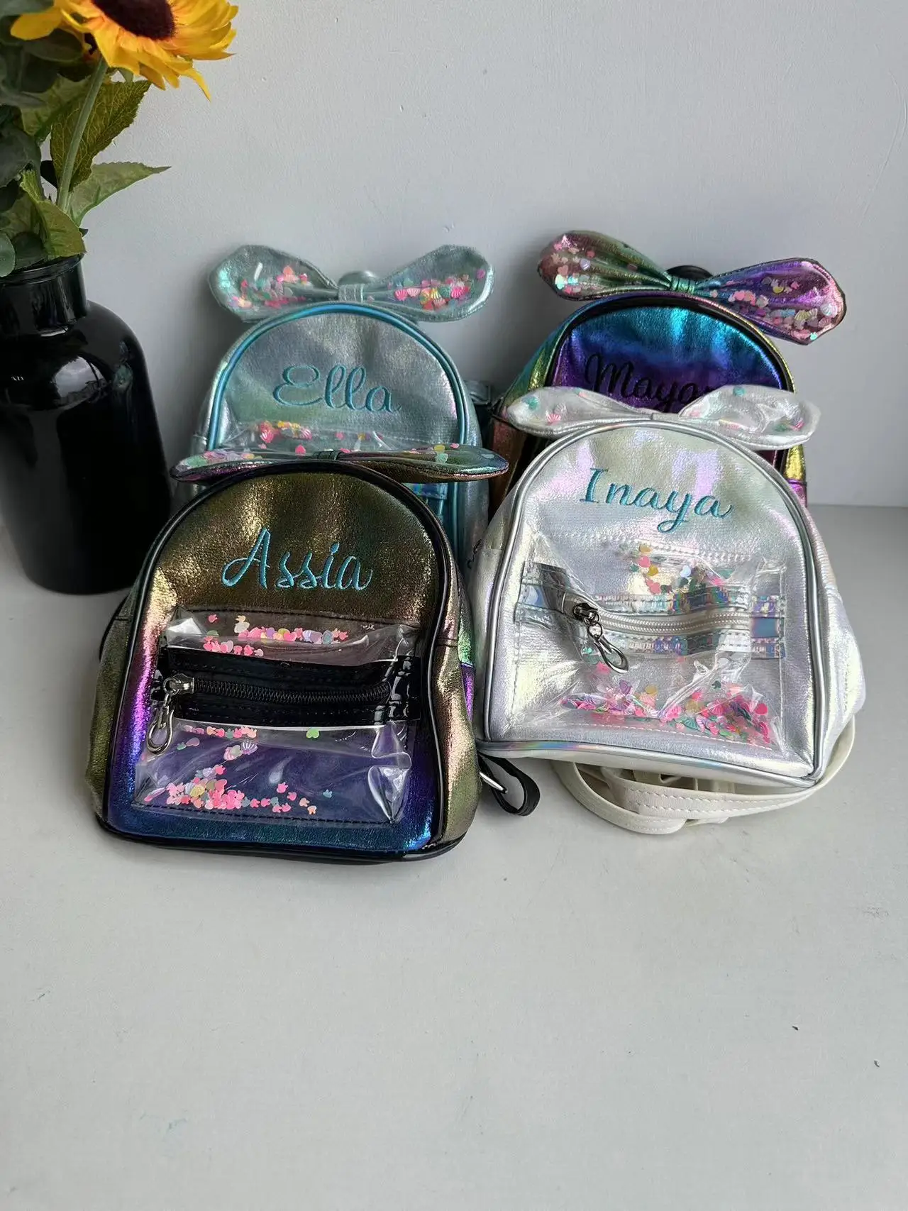 

Kids Backpack Can Be Embroidered Name Children's Kindergarten Small Size PU Snackbag Personalized Name Kids Birthday Gift Bags