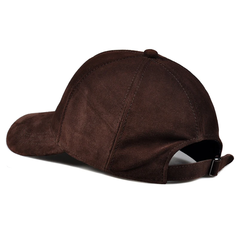 Leather Hat Men Male Winter Top Nubuck Cowhide Adjustable Baseball Cap Big Brim Suede Casual Fashion Women Hip Pop Thin Gorra