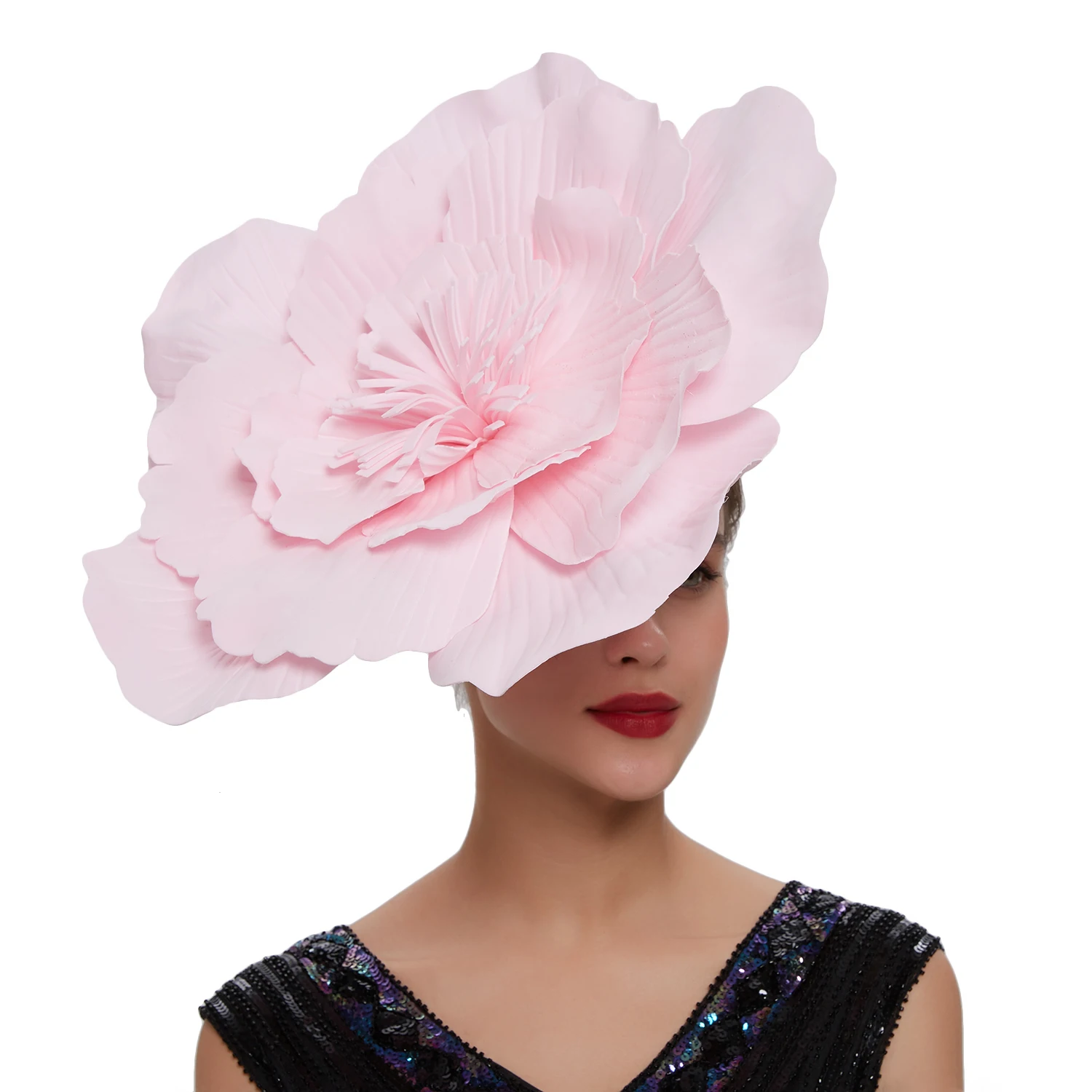 Frauen große Blume Haarband Schleife Fascinator Hut Kopfschmuck Braut Make-up Abschlussball Fotoshooting Fotografie Haarschmuck – Detail 7