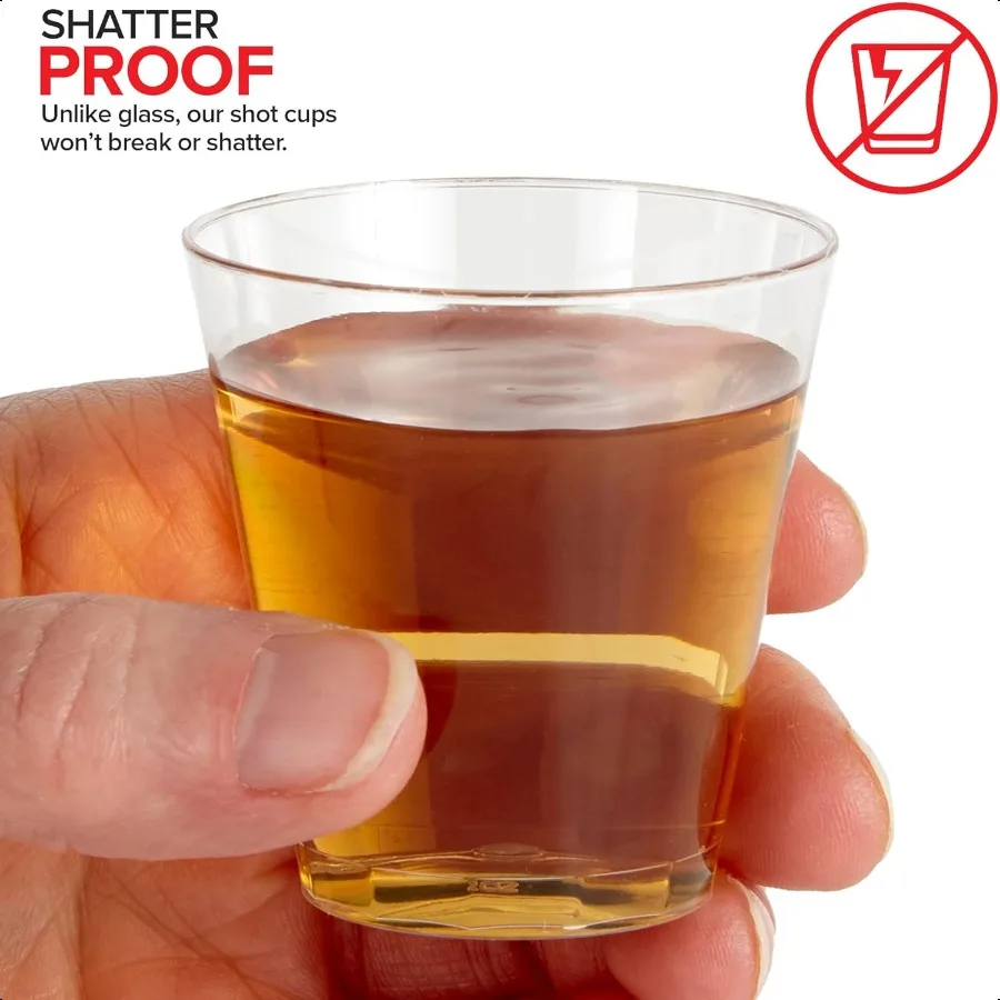 2 أوقية كؤوس لقطة 100 كؤوس بلاستيكية صغيرة 2 أوقية أكواب شفافة للاستعمال مرة واحدة لقطات الجيلو تذوق النبيذ الخمور ويسكي بودنغ S