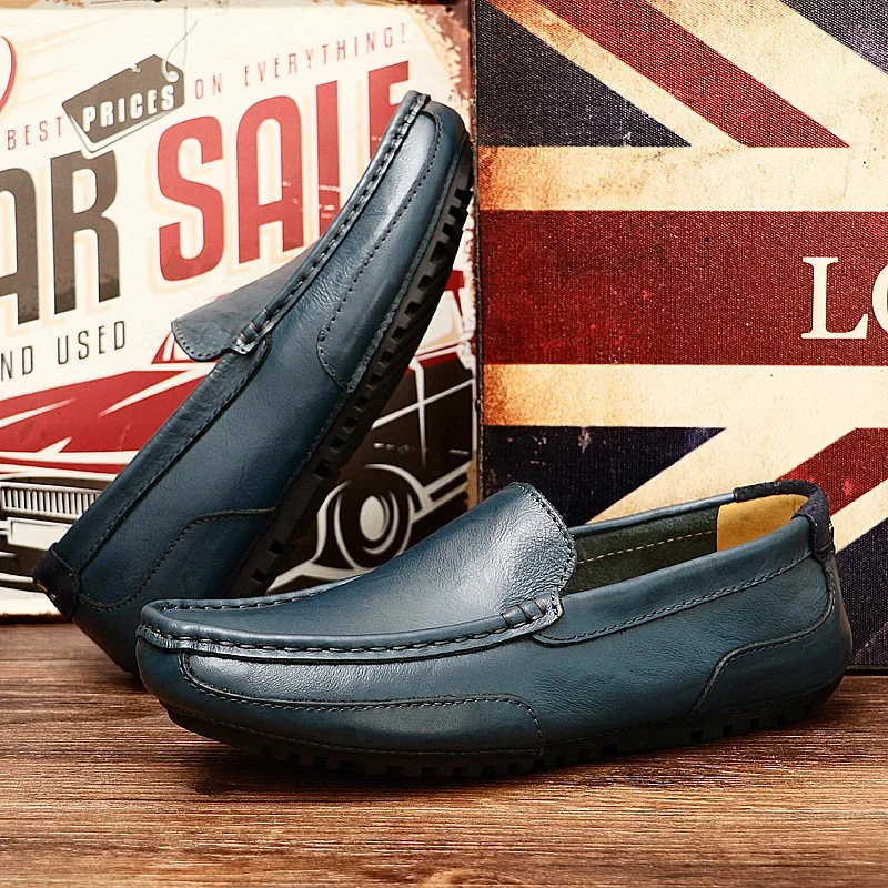 Breathable Loafers Man Mocasines Casual Men Glossy Leather Shoes For Men Slip On Formal Italian Male Driving Flat Zapatos Hombre