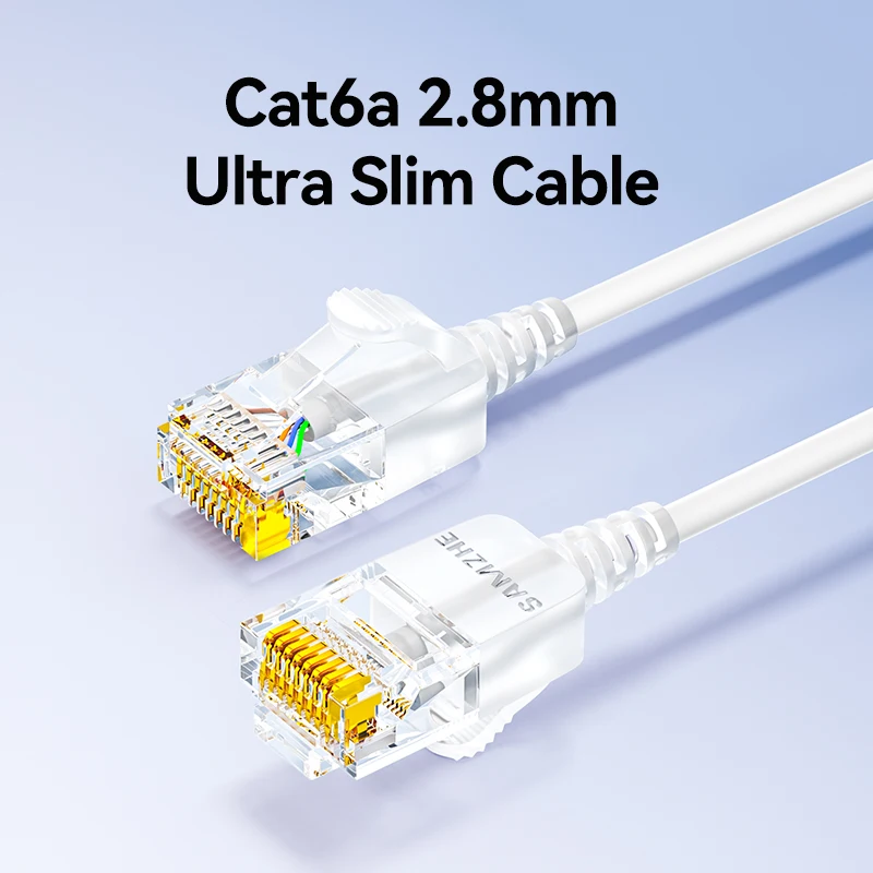 SAMZHE Slanke Cat6A RJ45 Internetkabel Hoge Snelheid 10Gbps 31AWG Ondersteuning Cat8 Cat7 Netwerk LAN Computer Patchkabel voor PC & Gaming
