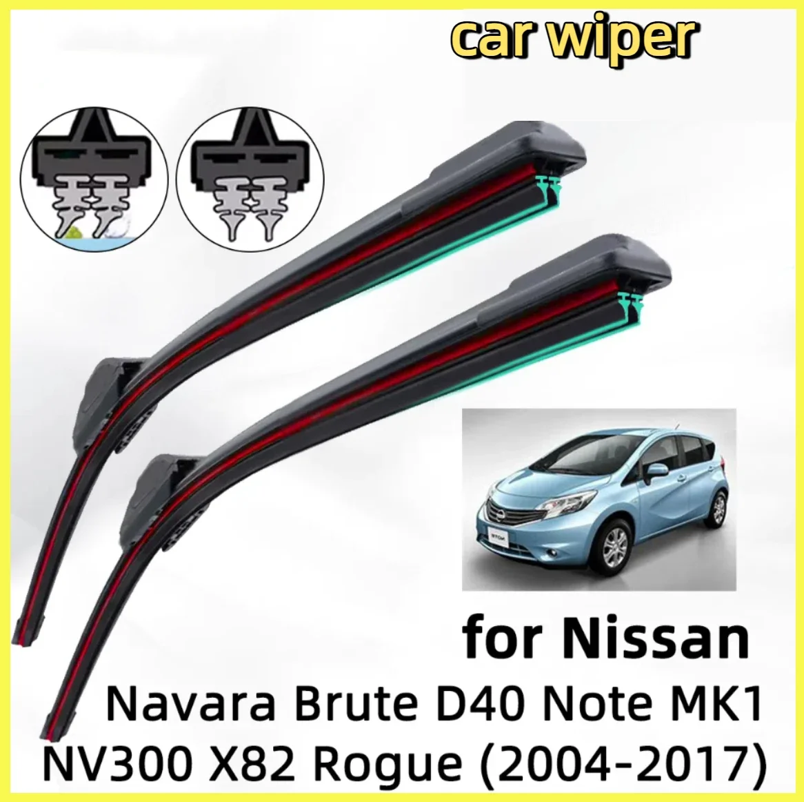 

Double Rubber Car Wiper for Nissan Navara Brute D40 Note NV300X82 Rogue Front Wiper Blades Brushes Cutter Accessories Windscreen
