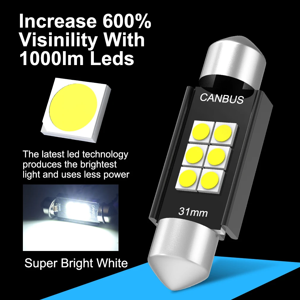 1pcs C5W Led Bulb CANBUS C10W Led Bulb 3030 Festoon 31mm 36mm 39mm 41/42mm Car Dome Interior Reading Light Map Lamp Canbus Led