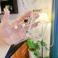 Transparent PVC Square Mini Coin Purses Case Clear Small Key Wallets Pouch Women Kids Girls Lipstick Earphone Coin Storage Bags