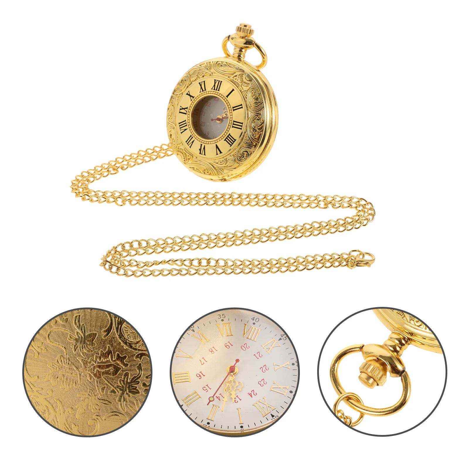 

Retro Pocket Watch Roman Number Vintage Embossed Men Women Accessory Versatile Gift Long Time Use Pocket Watch