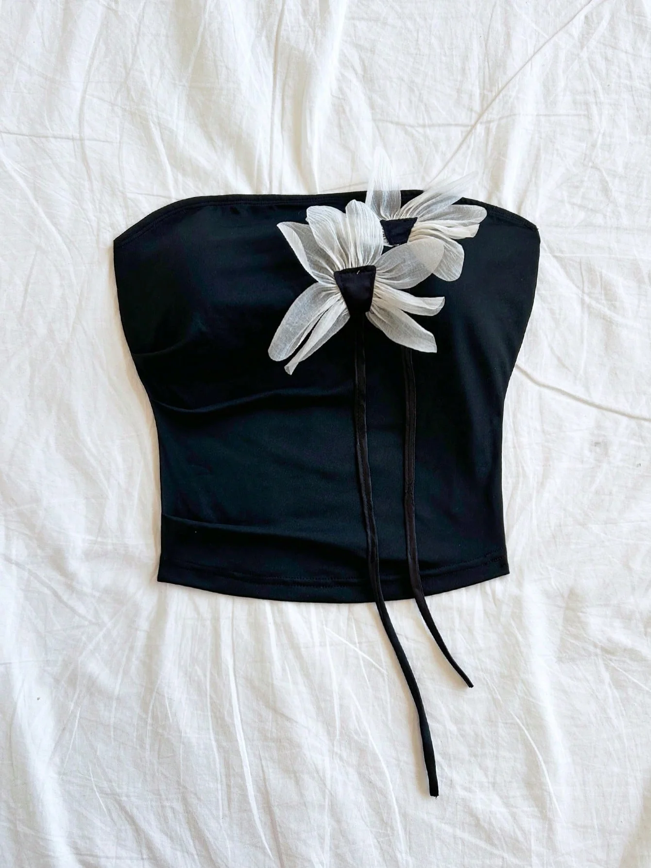 عطلة الربيع والصيف بدون حمالات الخصر الجانبي مطوي ثلاثي الأبعاد لتحديد المواقع الأزهار التخسيس المرأة #5