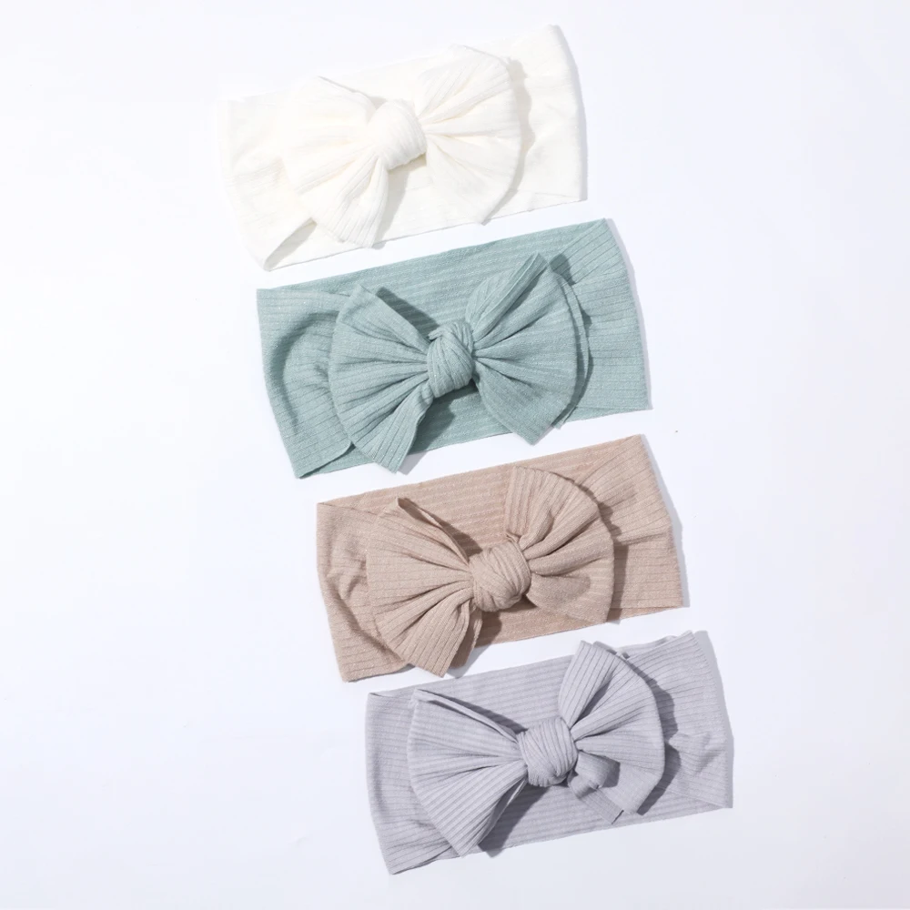 4Pcs/Set Baby Headband for Girls Knitted Bow Hair Band Kids Girl Solid Elastic Newborn Headbands Hair Accessories Infant Toddler