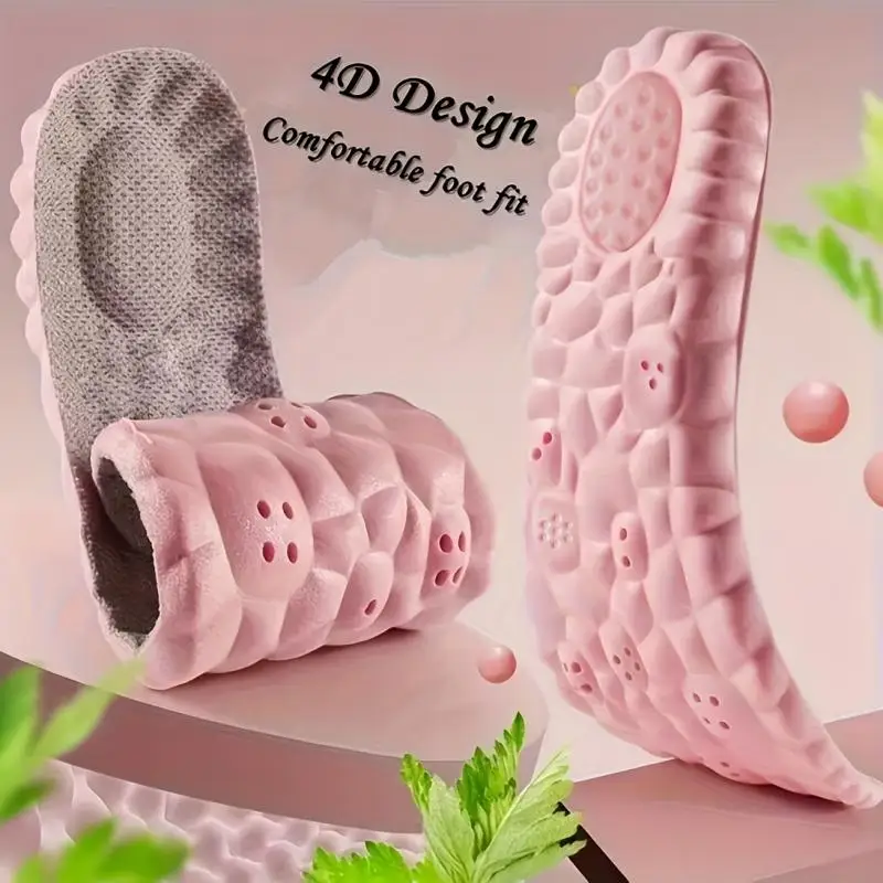 1Pair Thick Sports Insoles Men Women Fully Padded With Anti Odor Sweat Absorbing Breathable High Elasticity For Long Standing