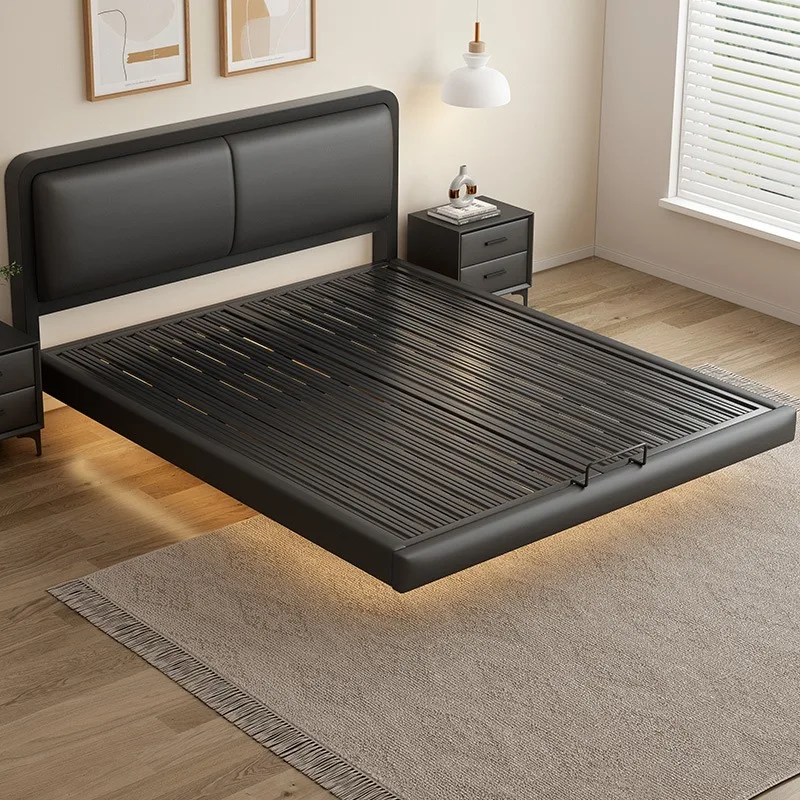 Suspended bed wrought iron master bedroom household single  simple modern tatami frame homestay rental room simple bed