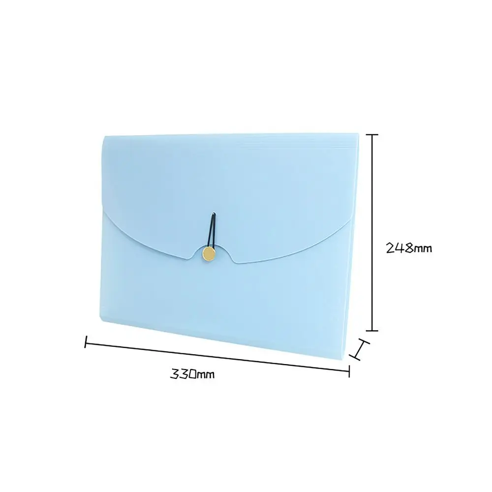 Fashion Waterproof A4 File Folder 5 Pockets Buckle Design Test Paper Storage Folder Large Capacity PP Document Bag School Office